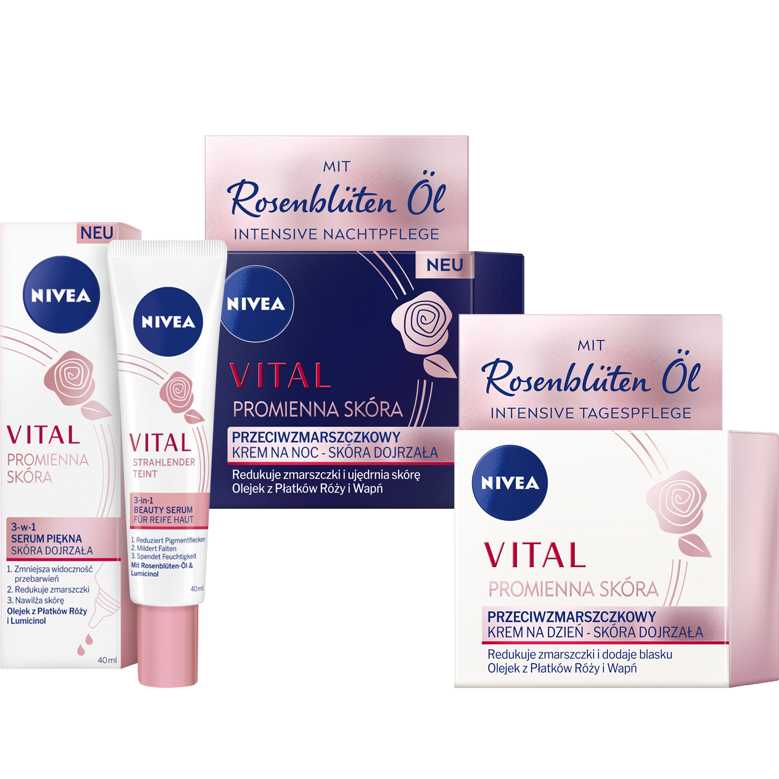 NIVEA VITAL krem dzień/noc 50 ml + 3w1 Serum 40 ml