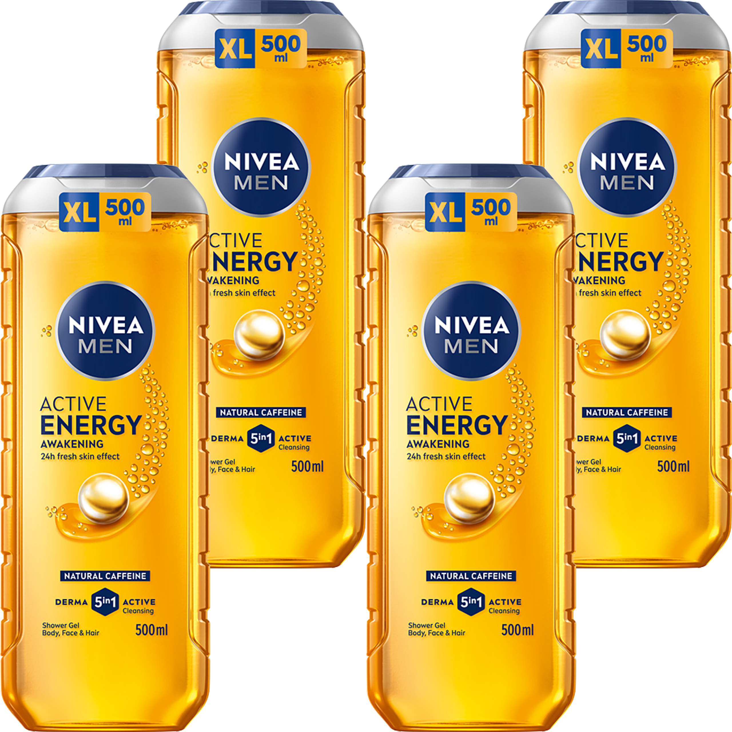 4 x Nivea MEN Energetyzujący Żel pod Prysznic Active Energy 500 ml