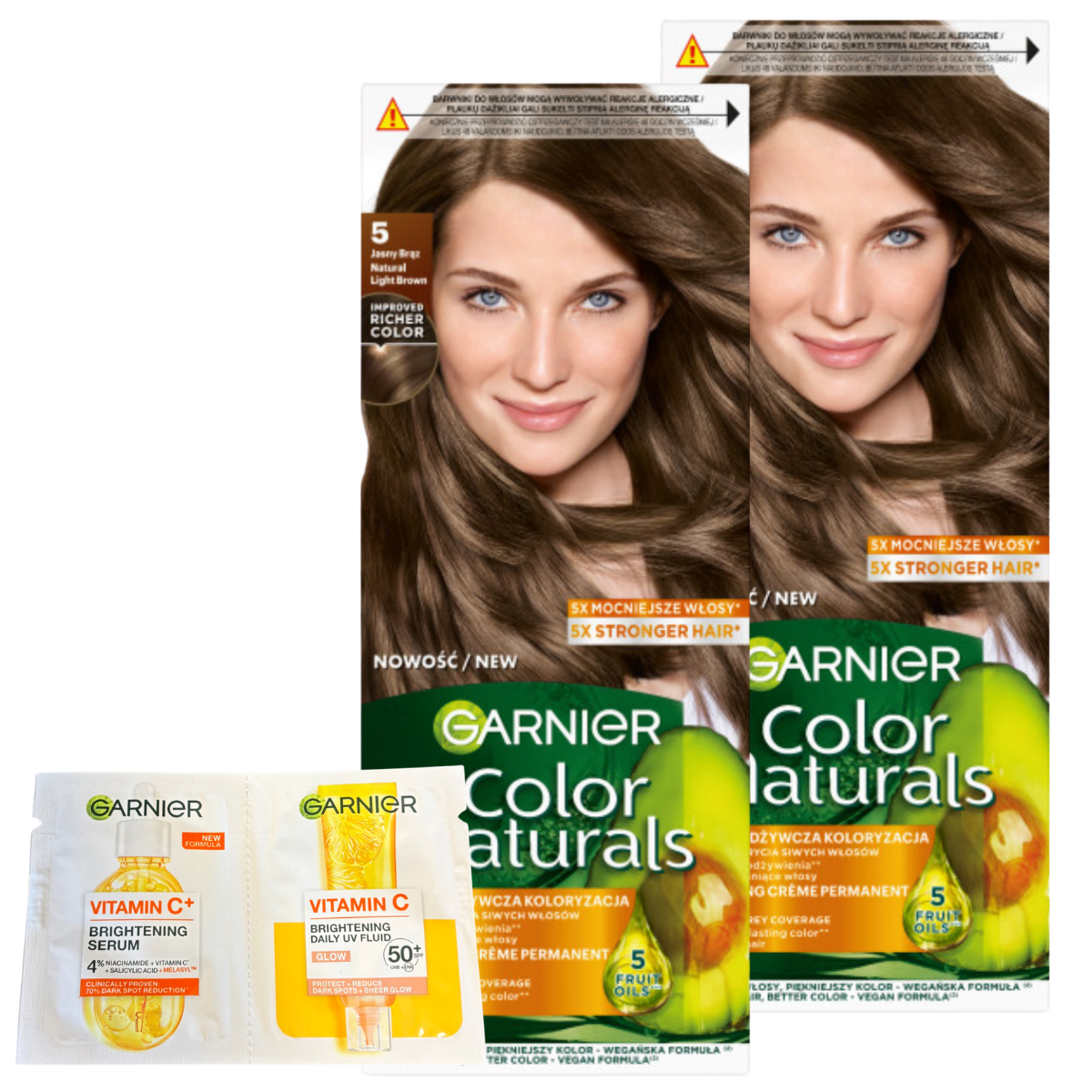 Garnier Color Naturals Farba Do Włosów Jasny Brąz 2szt.