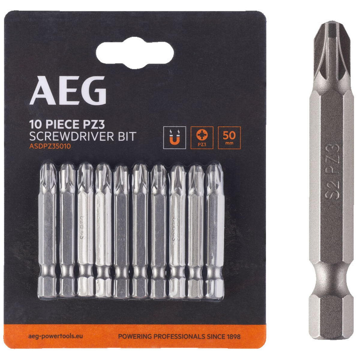 Bity Stalowe Namagnesowane 50mm PZ3 10szt. AEG ASDPZ35010