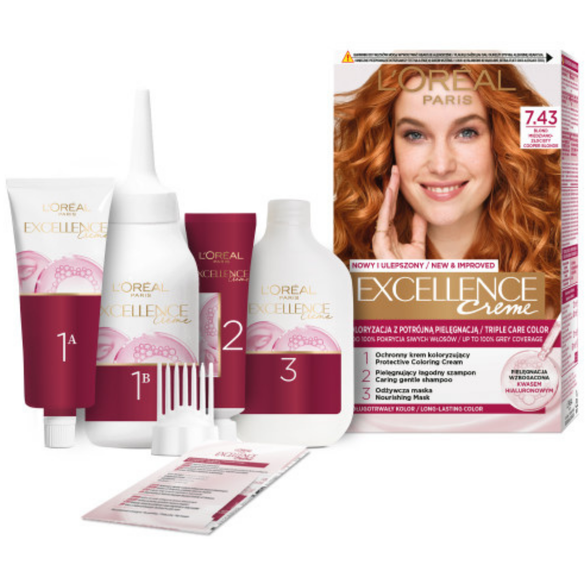 L’Oréal Paris Excellence Creme Farba do włosów 7.43 Blond miedziano-złocisty