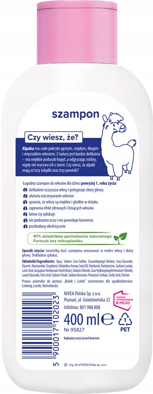 Bambino DZIECIAKI Żel do mycia ciała i włosów 2w1 FLAMING + Szampon Alpaka