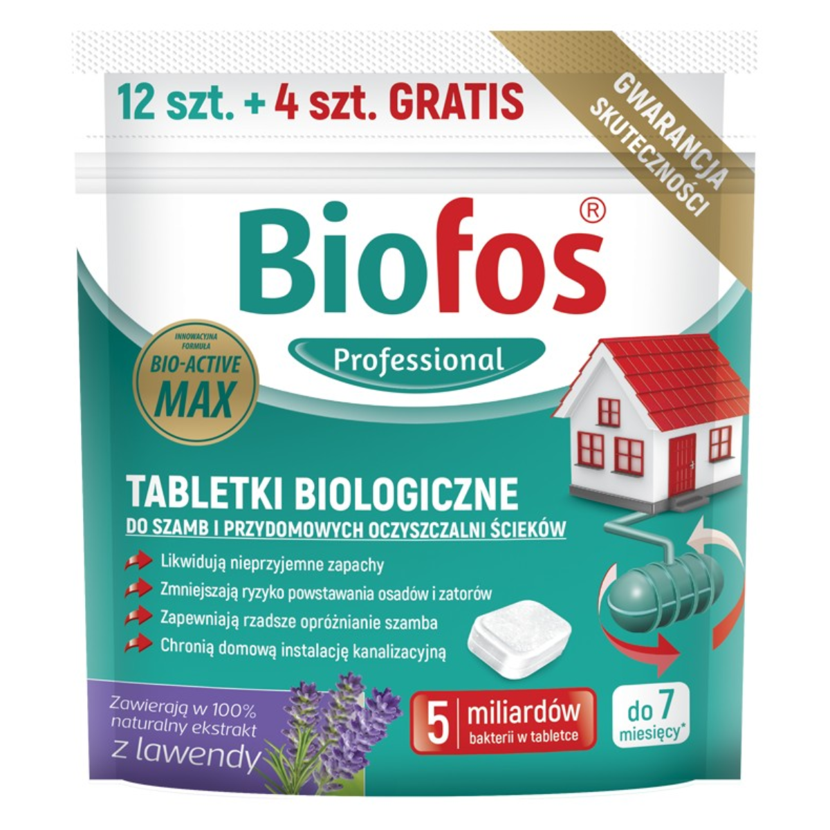 BIOFOS Professional Tabletki Biologiczne do szamb i przydomowych oczyszczalni ścieków (12+4 szt gratis) 320 g
