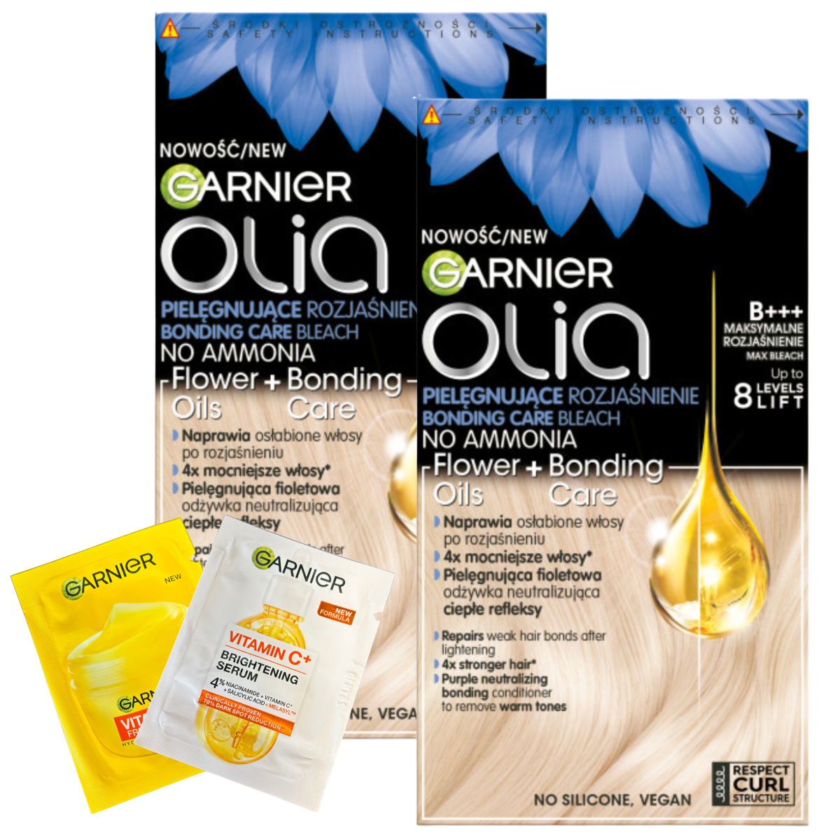 Garnier Olia Pielęgnujące Rozjaśnienie Rozjaśniacz Włosów Bez Amoniaku 2szt.