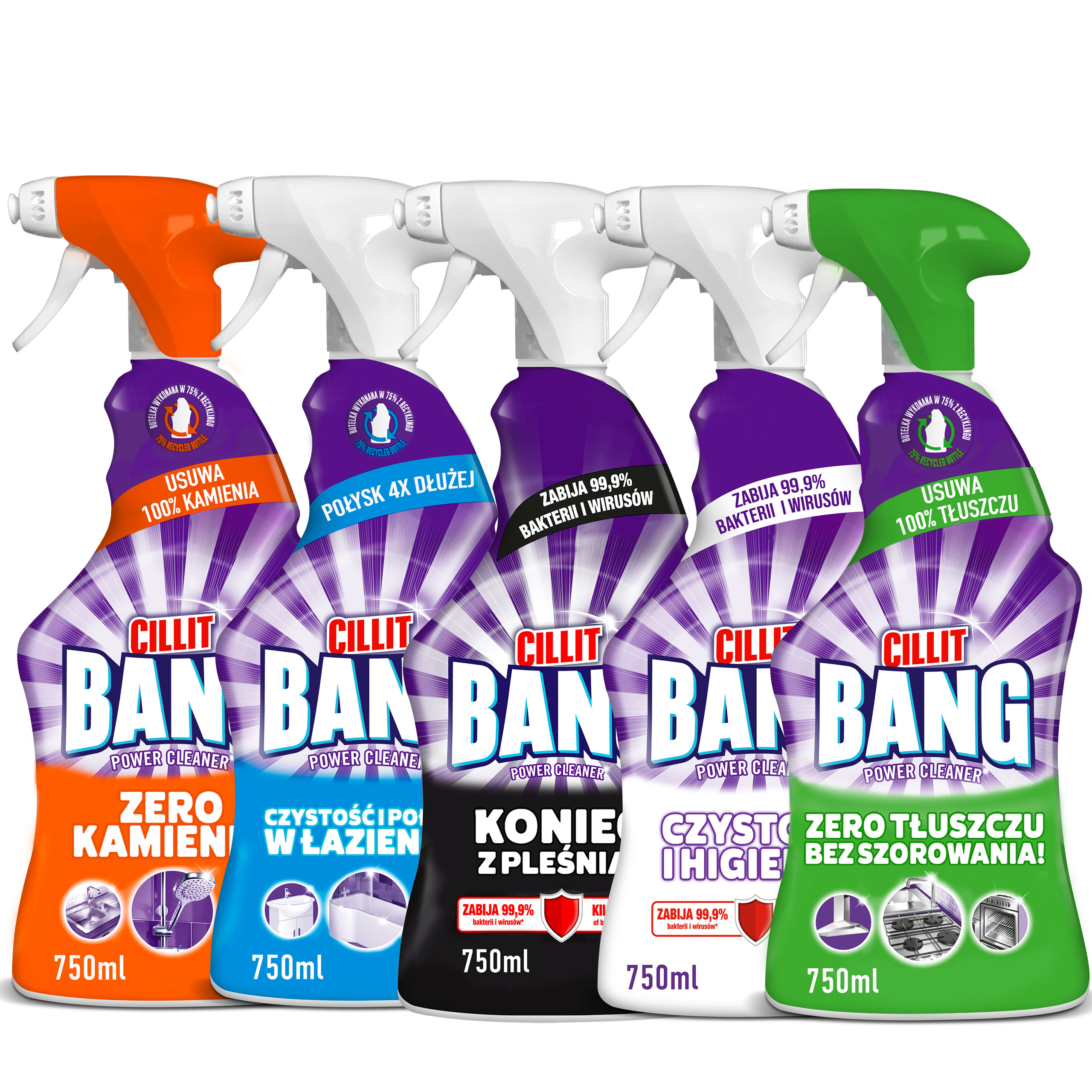 ZERO KAMIENIA 750ML, ZERO TŁUSZCZU 750ML + CZYSTOŚĆ I HIGIENA 750ML + KONIEC Z PLEŚNIĄ 750ML + ŁAZIENKA 750ML