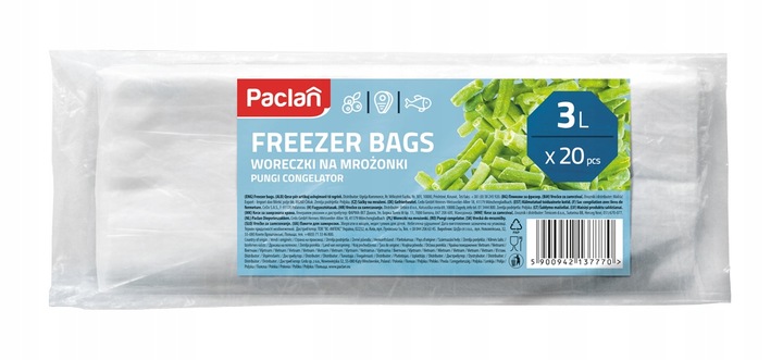 Paclan woreczki do mrożenia na płasko 3 l 20 szt.
