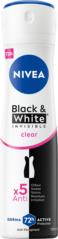 NIVEA Black&White Invisible Clear Antyperspirant damski w sprayu 150 ml