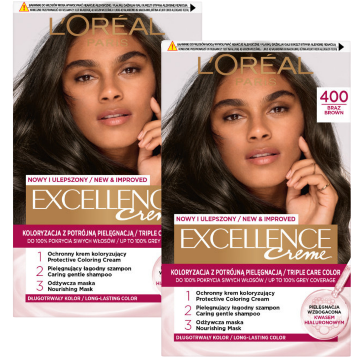 L’Oréal Paris Excellence Creme Farba do włosów 4 Brąz 2szt.