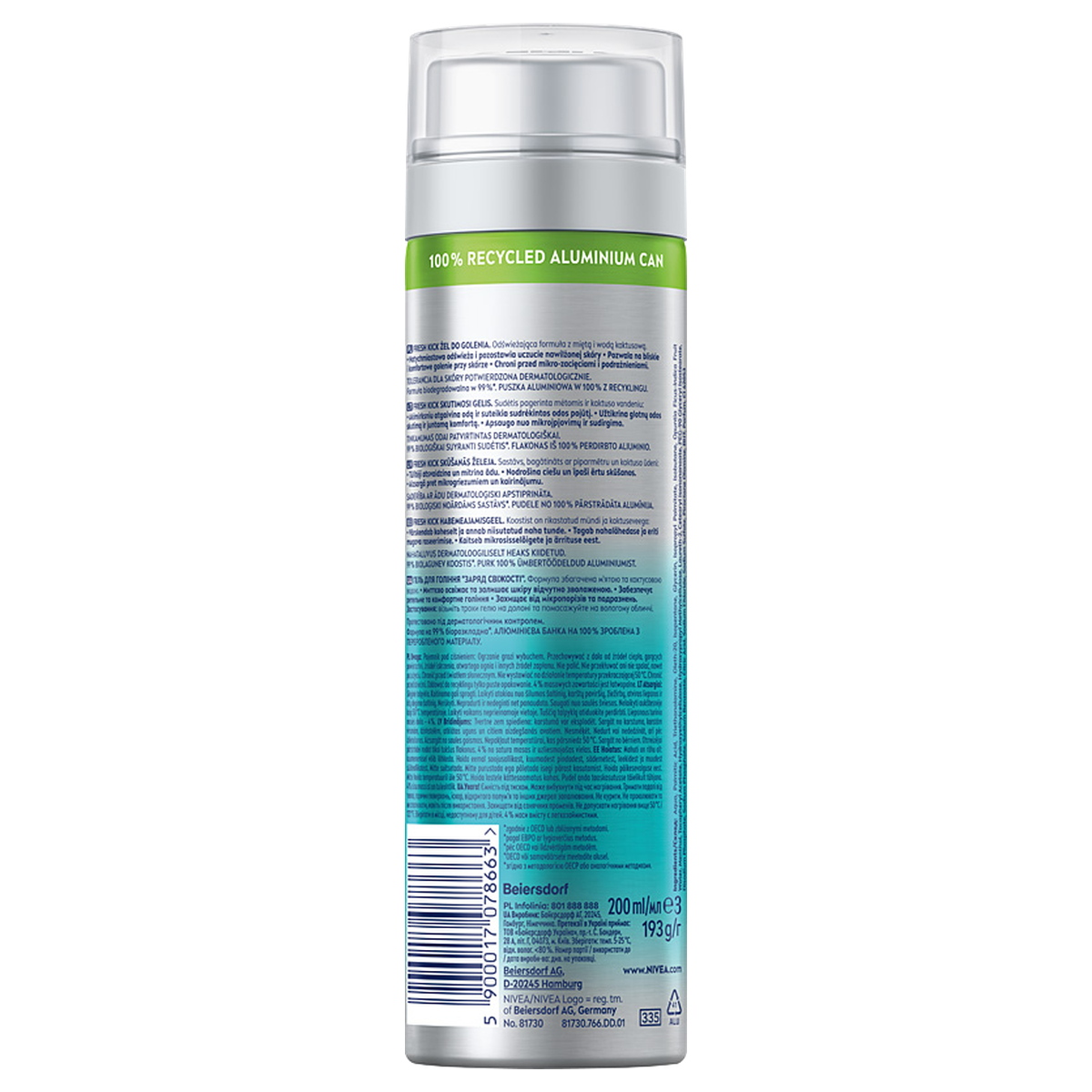 Nivea MEN Fresh Kick Odświeżający Żel do Golenia dla Mężczyzn 200 ml