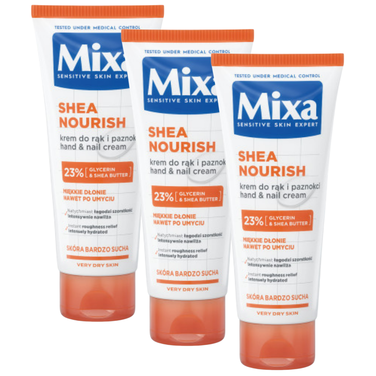 Mixa Shea Nourish Krem do rąk i paznokci 3x100ml
