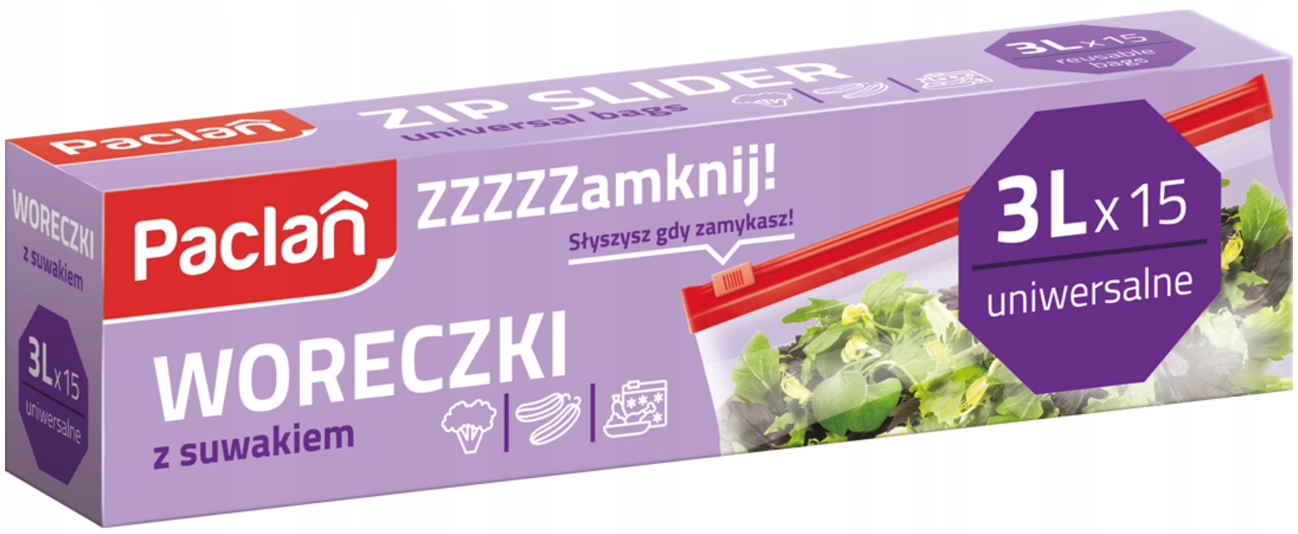 Paclan woreczki strunowe z suwakiem 3 l 15 szt.