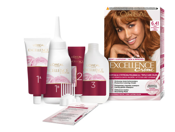 L`Oreal Excellence Creme Farba Do Włosów 6.41 Jasny Bursztynowy Brąz 2szt.