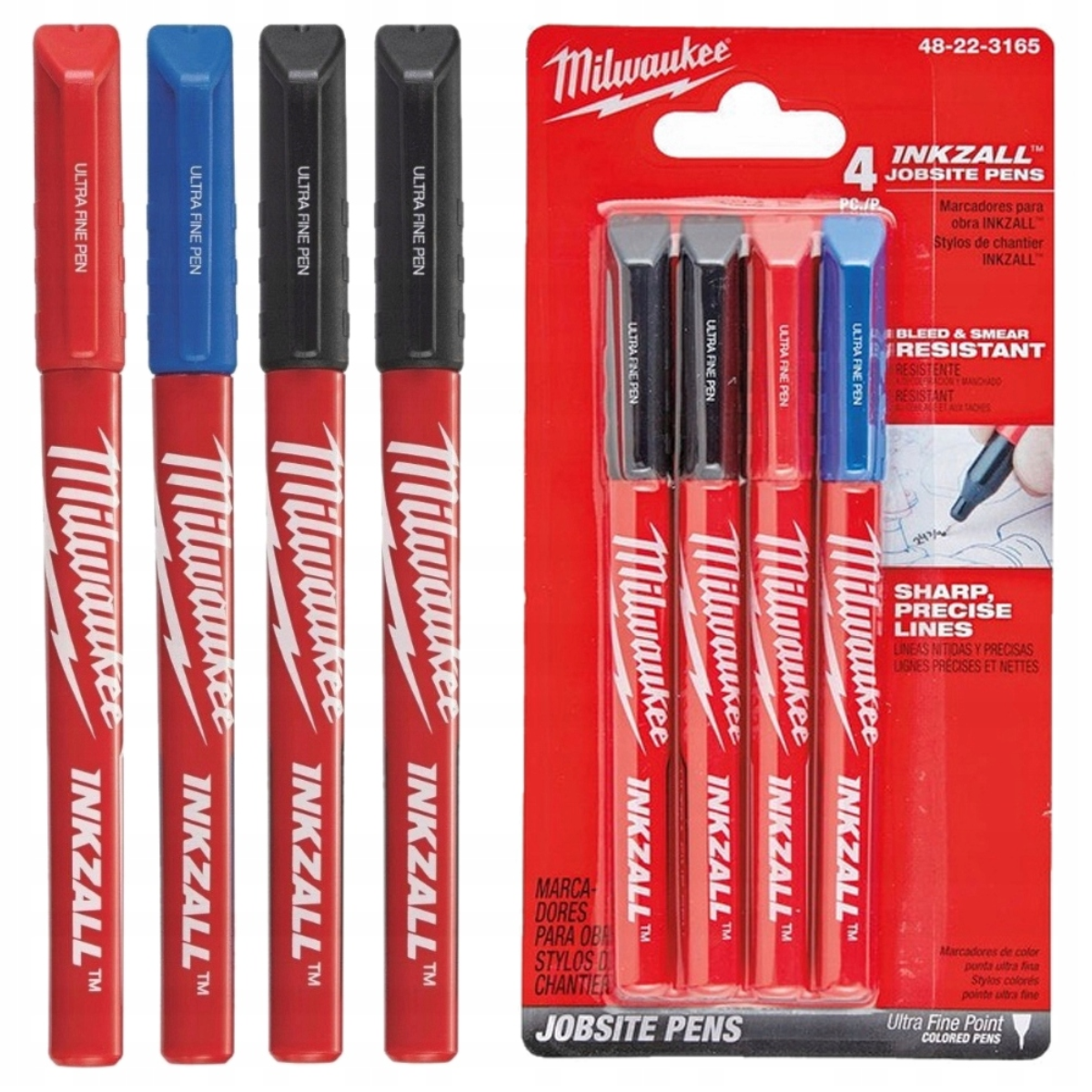 Milwaukee INKZALL cienkopisy kolorowe 0,6 mm 4 szt.