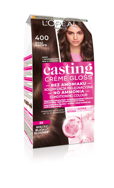 L’Oréal Paris Casting Crème Gloss Farba Do Włosów Bez Amoniaku 400 Brąz
