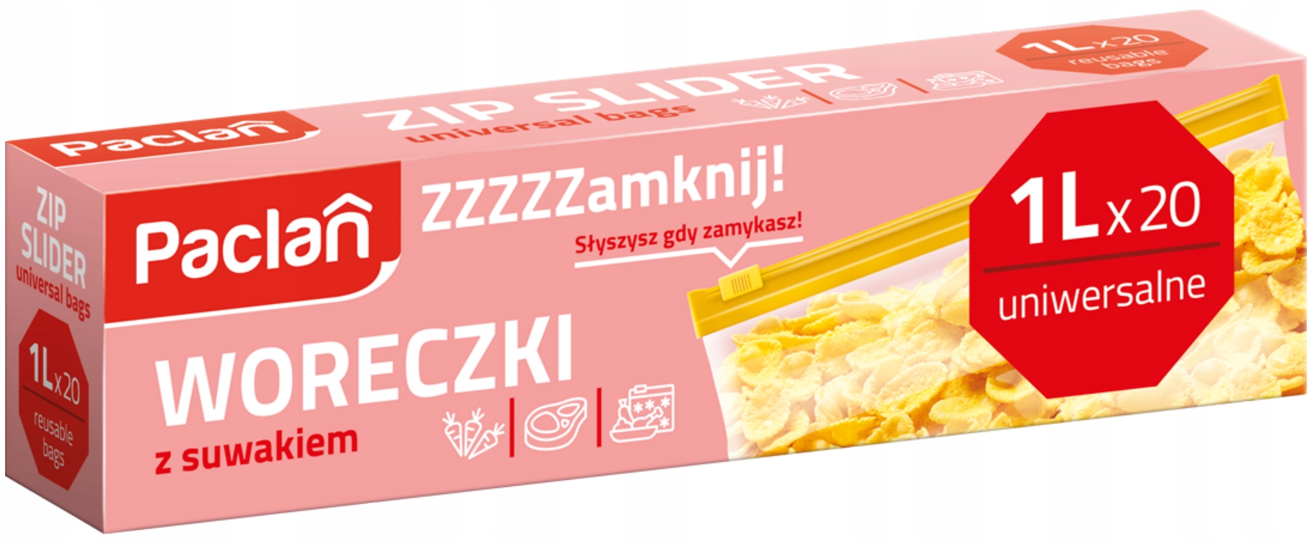 Paclan woreczki strunowe z suwakiem 1 l 20 szt.