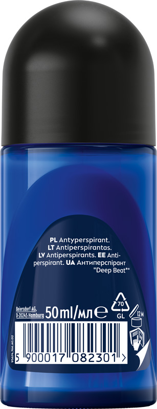 2 x NIVEA MEN Deep Beat Antyperspirant męski w sprayu 72h 150 ml + Roll on