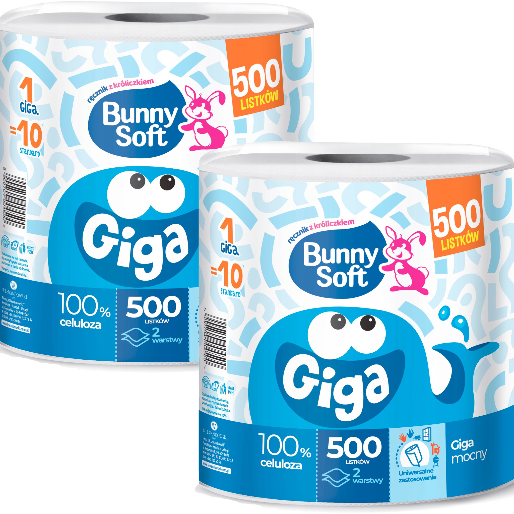 2 x Bunny Soft Ręcznik Papierowy Kuchenny GIGA 500 listków