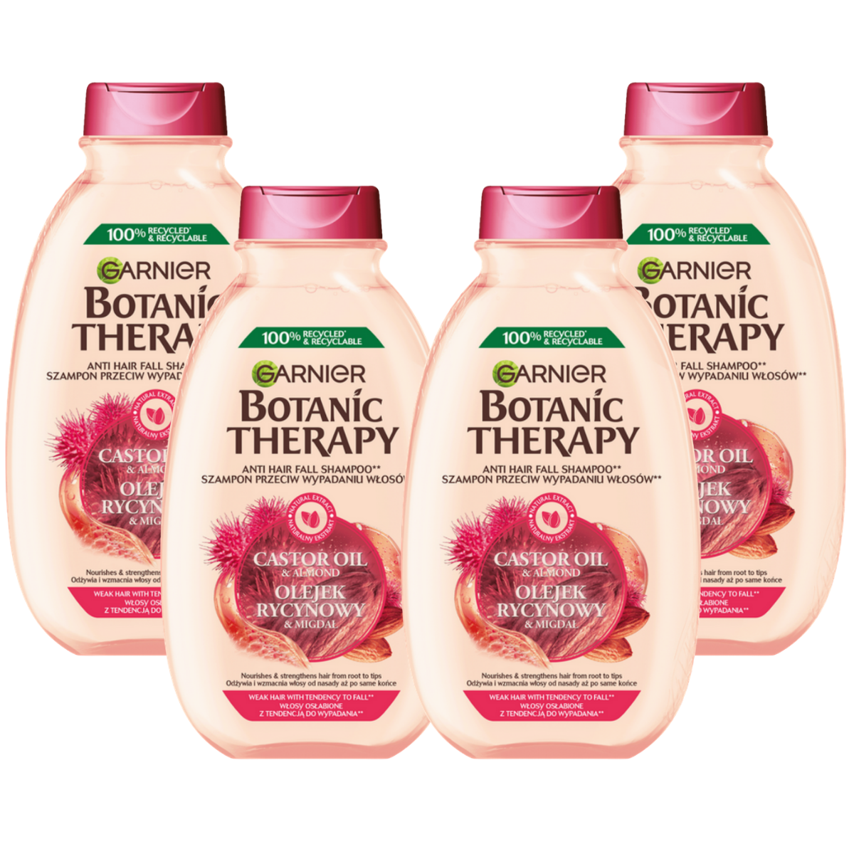 Garnier Botanic Therapy Olejek Rycynowy Syrop Klonowy Wzmacniający Szampon 4x400ml