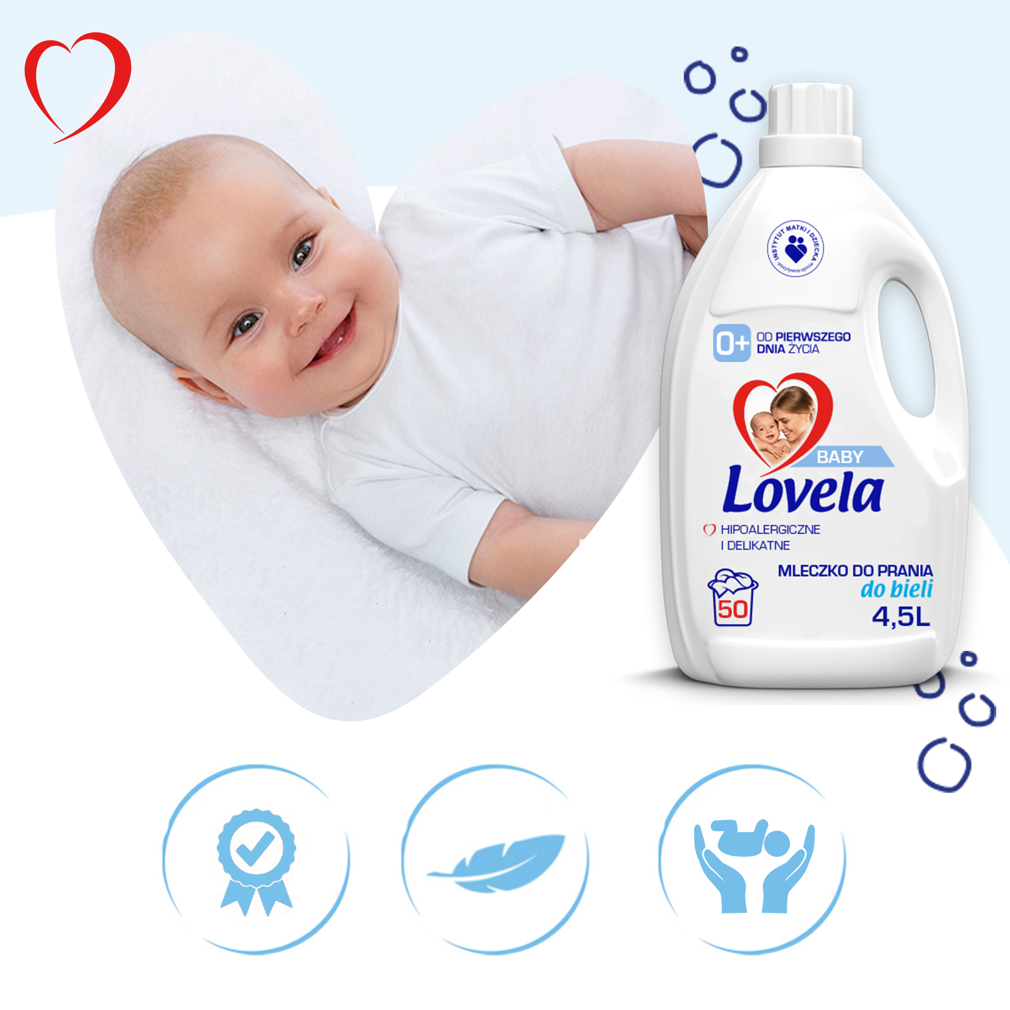 LOVELA Baby Zestaw Hipoalergiczne Mleczko do Prania Bieli i Koloru 2x 4.5l
