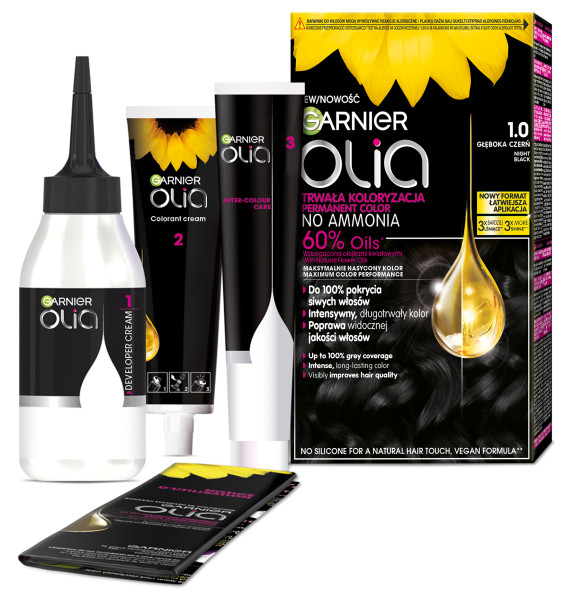 Garnier Olia Trwała Koloryzacja Farba Do Włosów 1.0 Kolor Głęboka Czerń 3szt.
