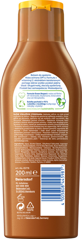 NIVEA SUN Intense Bronze Karotenowy balsam SPF6+ Bronze Balsam po opalaniu