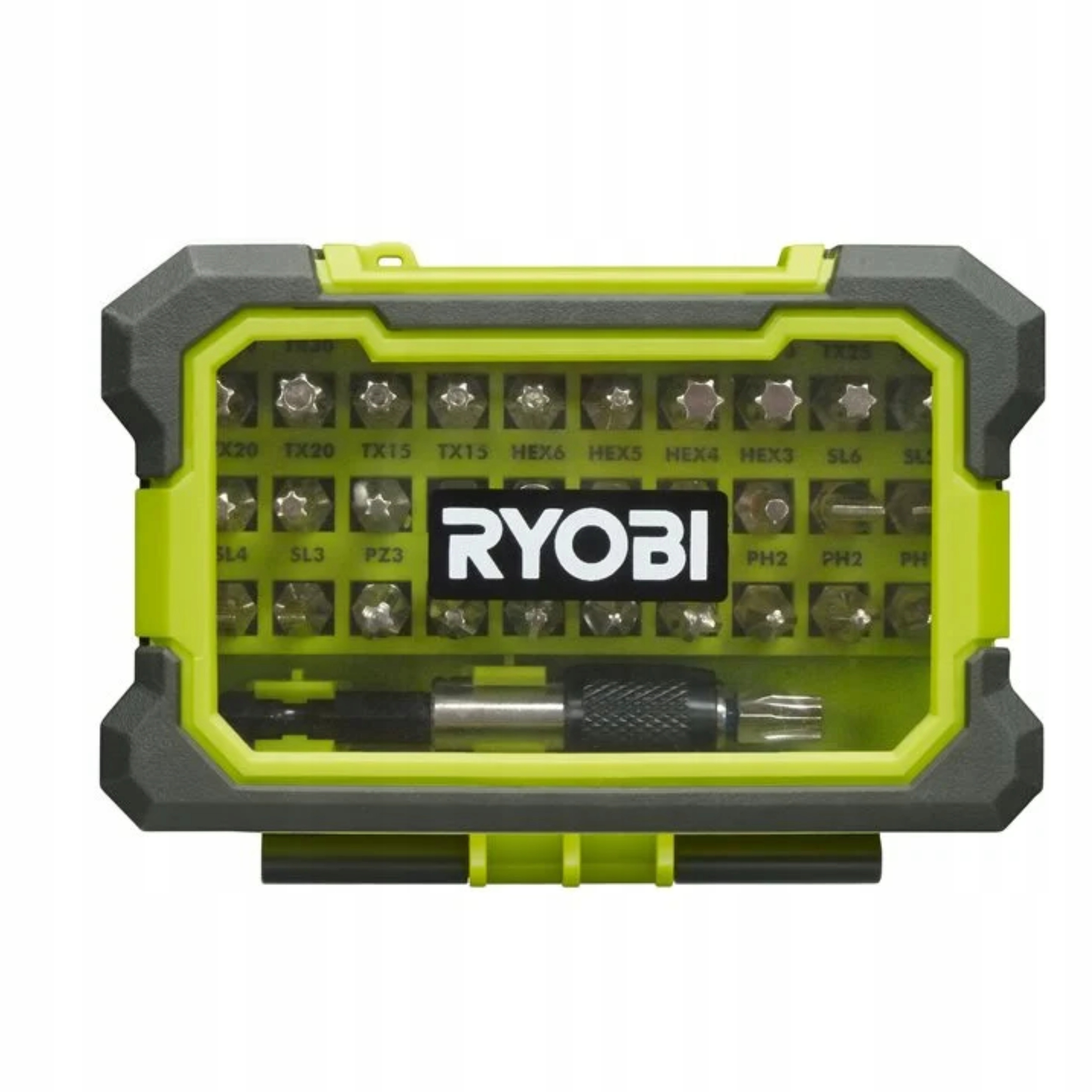 Ryobi Wiertarko-Wkrętarka Udarowa 18v 2×1.5ah Ładowarka+Zestaw bitów 32 szt