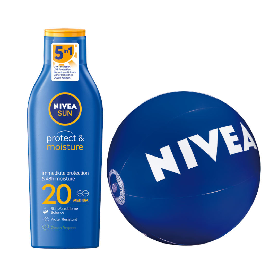 NIVEA SUN Protect & Moisture Balsam do opalania SPF20 200ML + Piłka plażowa