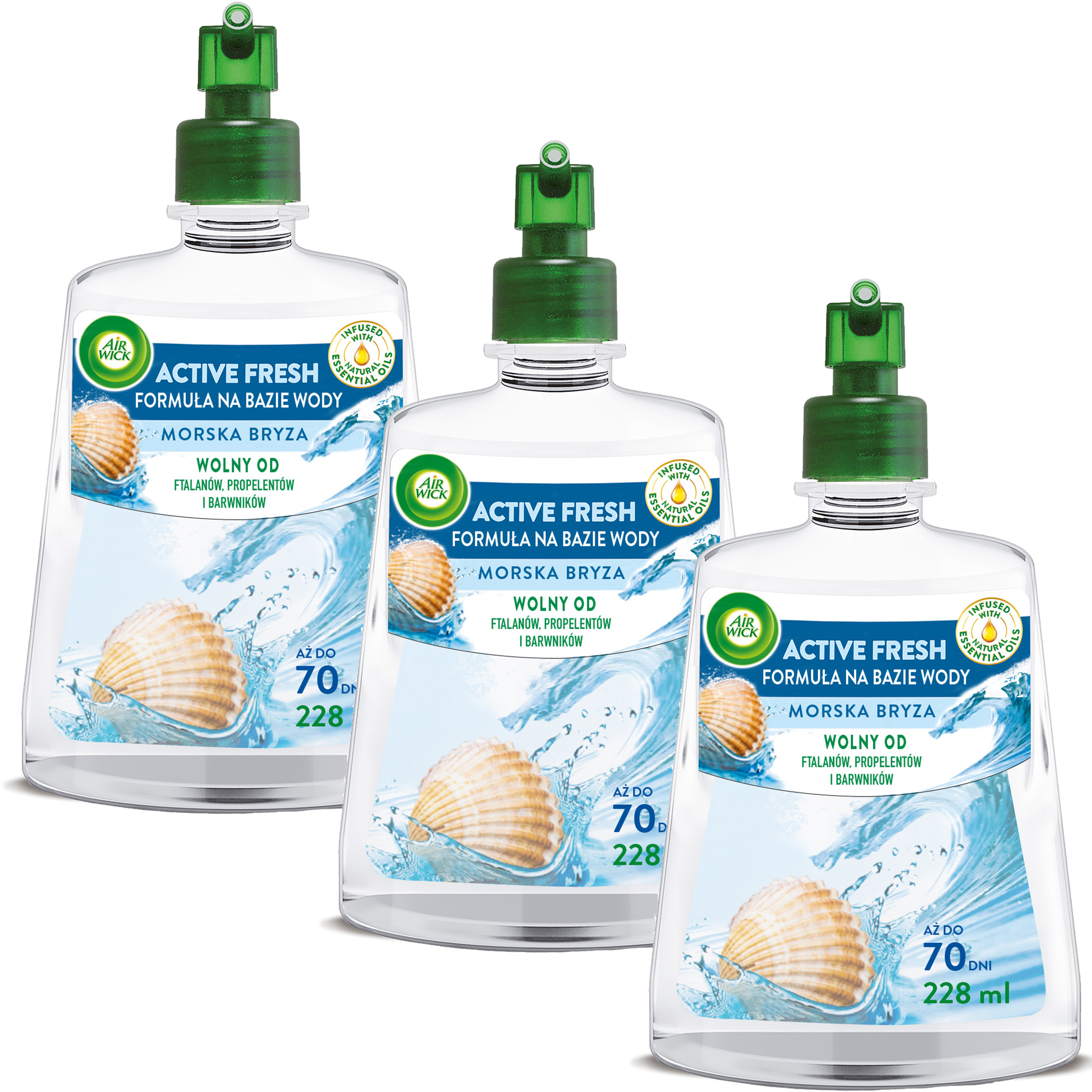 AIR WICK WKŁADY DO ODŚWIEŻACZA POWIETRZA ZAPACH MORSKA BRYZA 3X 228ML