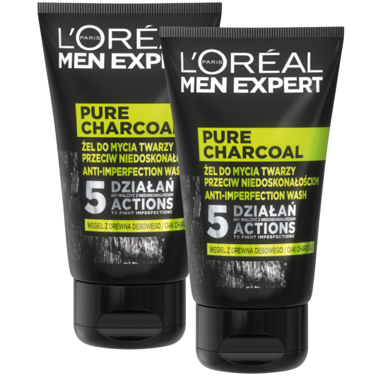 L’Oréal Men Expert Pure Charcoal Oczyszczający Żel Do Twarzy Z Węglem 2x100ml