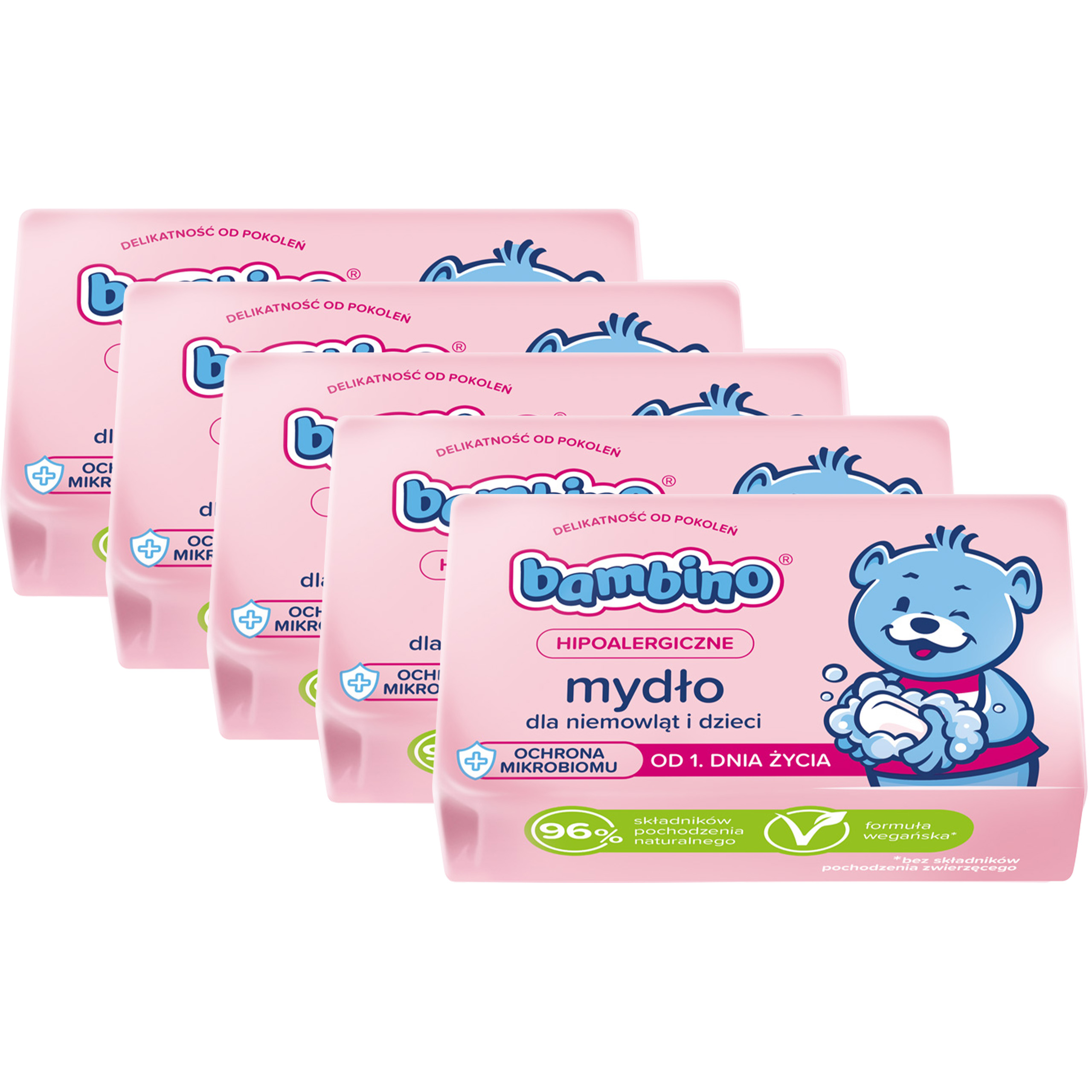 5 x Bambino Mydło Hipoalergiczne w Kostce dla Niemowląt i Dzieci 90 g