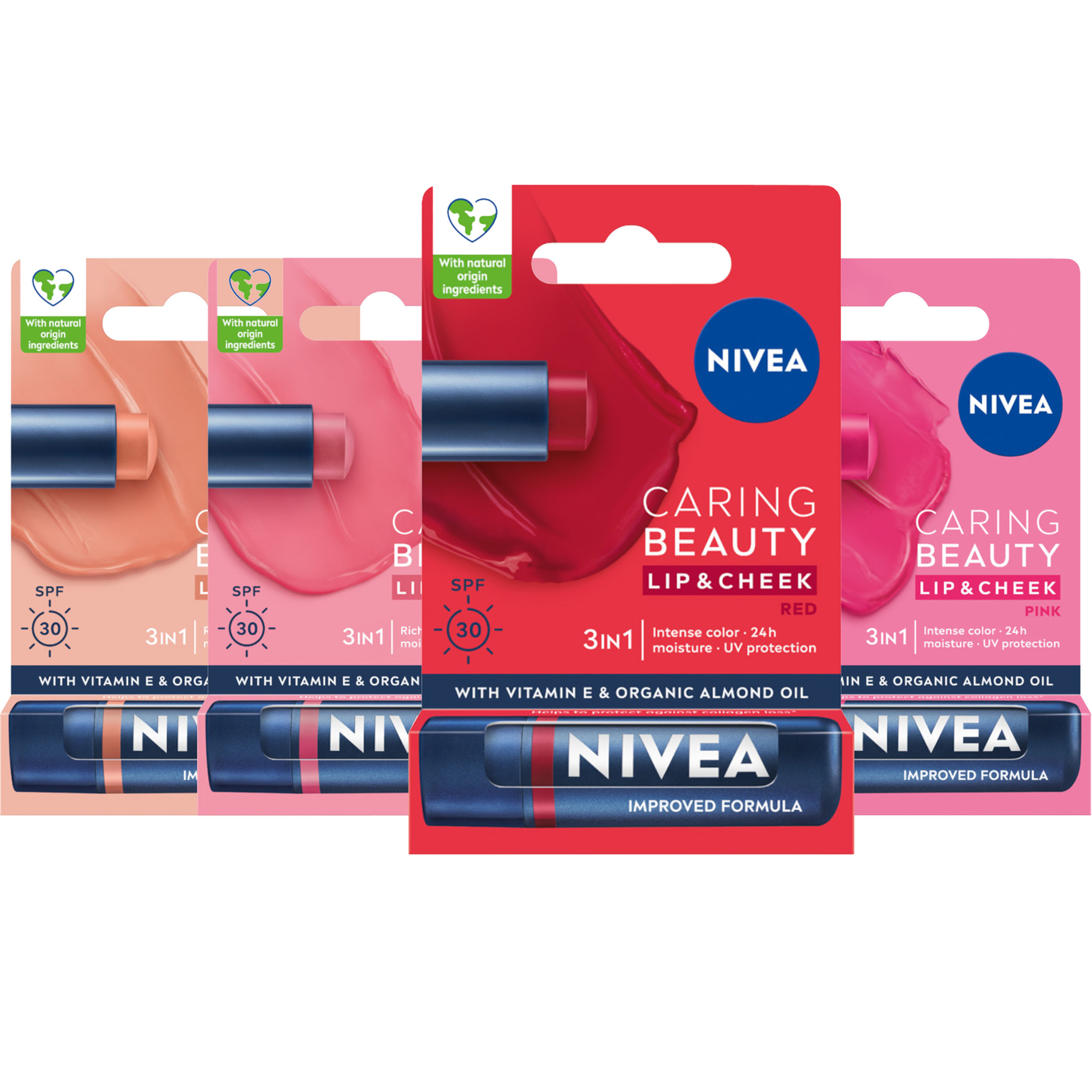 NIVEA Pielęgnująca pomadka do ust i policzków SPF 30 3w1 MIX