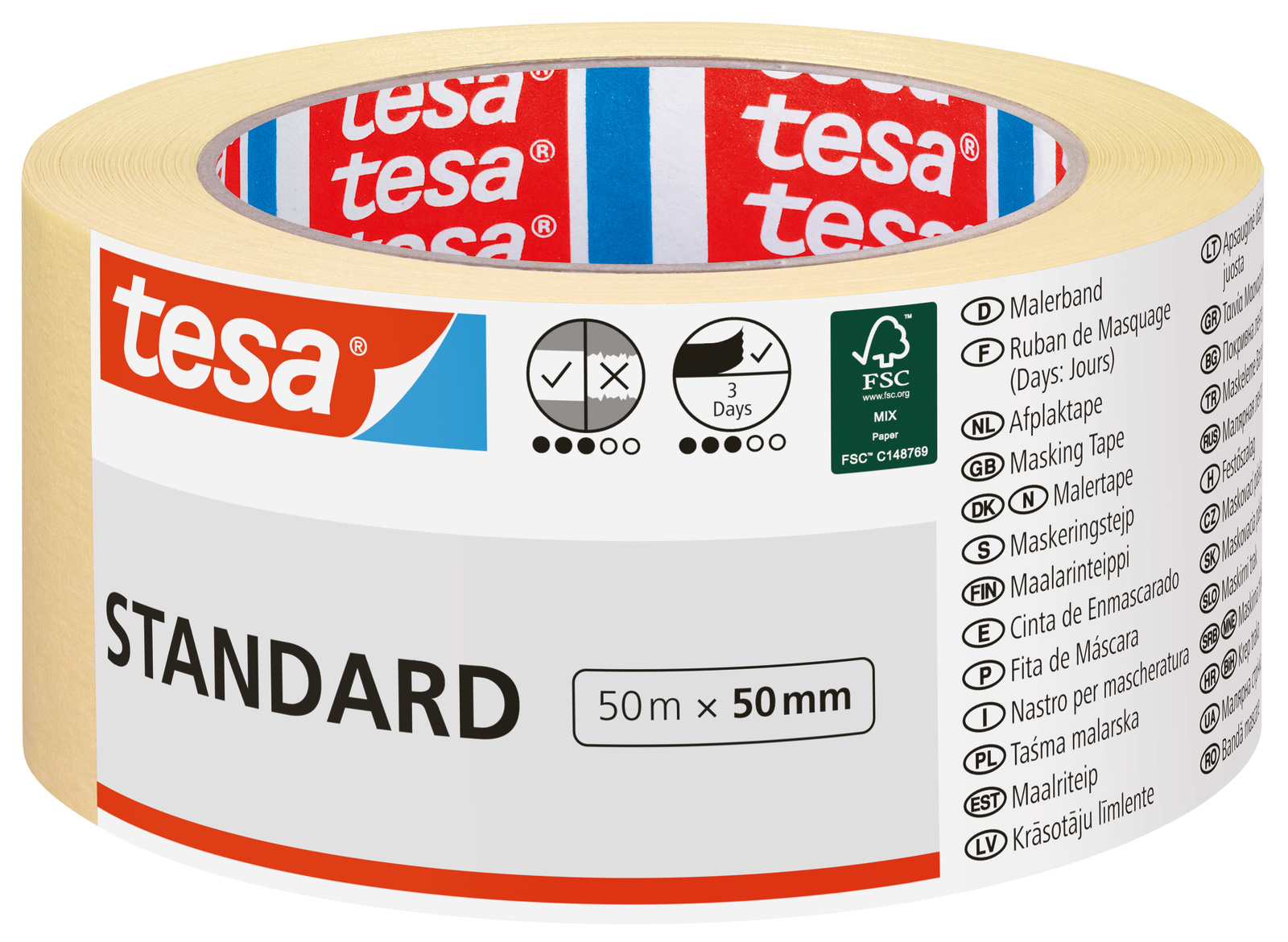 TESA Taśma maskująca malarska Masking Tape Standard 50m x 50mm