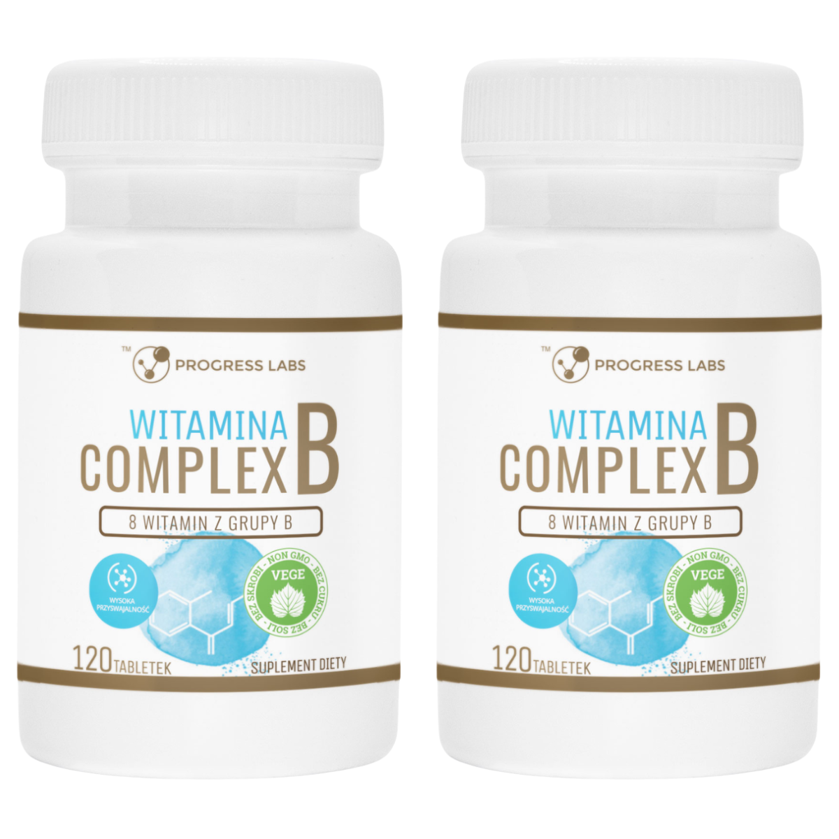 Zestaw PROGRESS LABS Witamina B Complex B1 B2 B3 B5 B6 B7 B9 B12 120 tabletek 2x