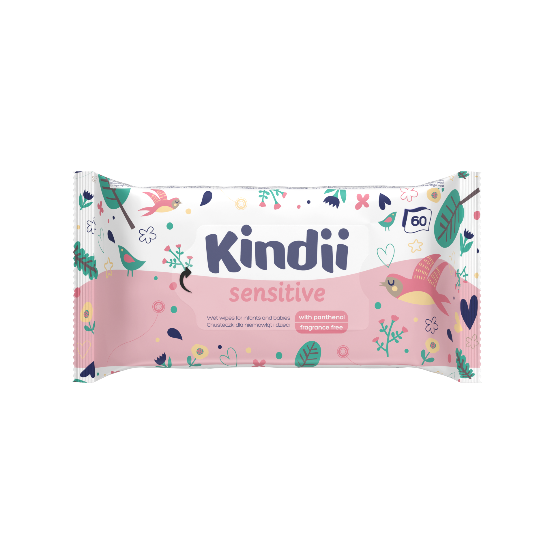 KINDII DELIKATNE CHUSTECZKI NAWILŻANE DLA DZIECI SENSITIVE 60 SZT.