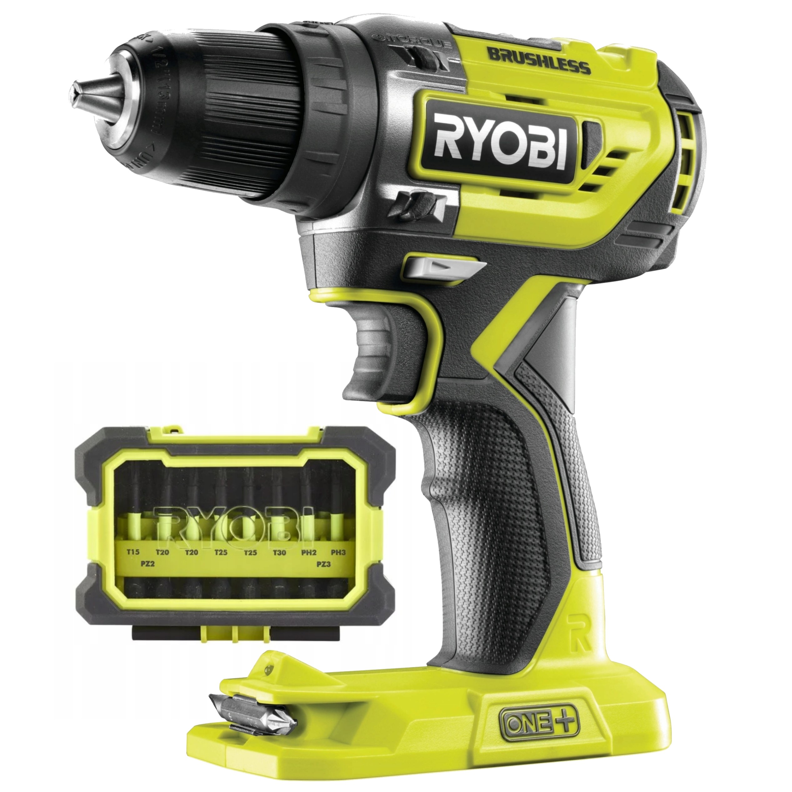 RYOBI Wiertarko-Wkrętarka R18DD5-0 + Zestaw mieszany bitów Torque+ 10 szt.