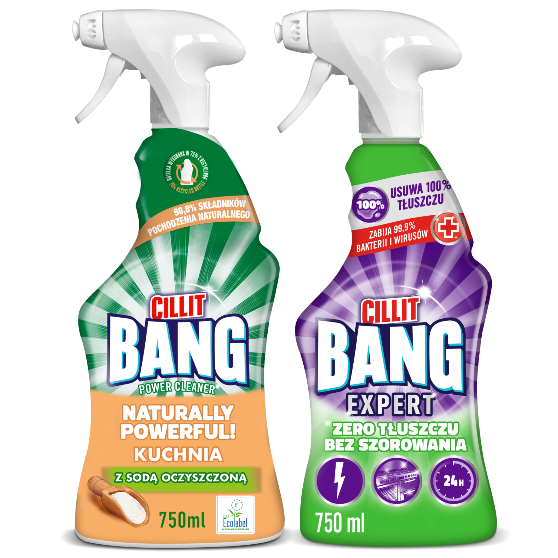093384 Cillit Bang Natur Pow Spray 750ml + 024210 Cillit Bang Pow Cle Tłu i Smu 750.