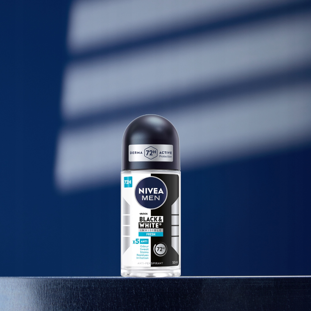 6 x NIVEA MEN Black&White Invisible Fresh Antyperspirant Roll on, 50 ml