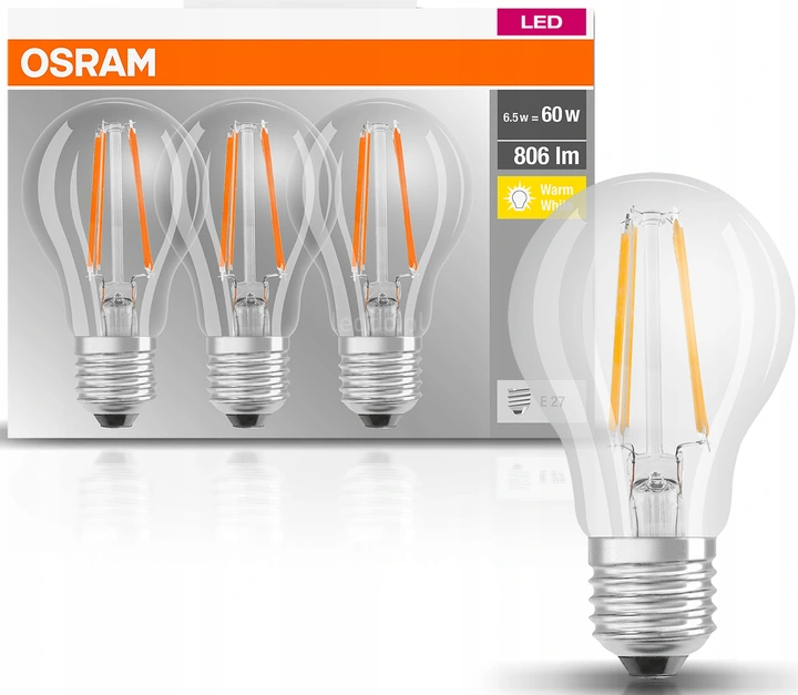 Osram Żarówki Filament E27 3 szt. LV50