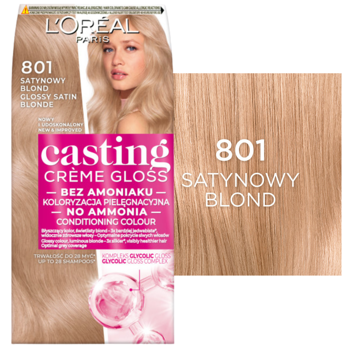 L’Oréal Paris Casting Crème Gloss Farba do włosów 801 Satynowy blond