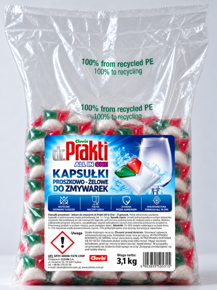 Dr. Prakti All in One kapsułki proszkowo-żelowe do zmywarek 3,1 kg II gatunek