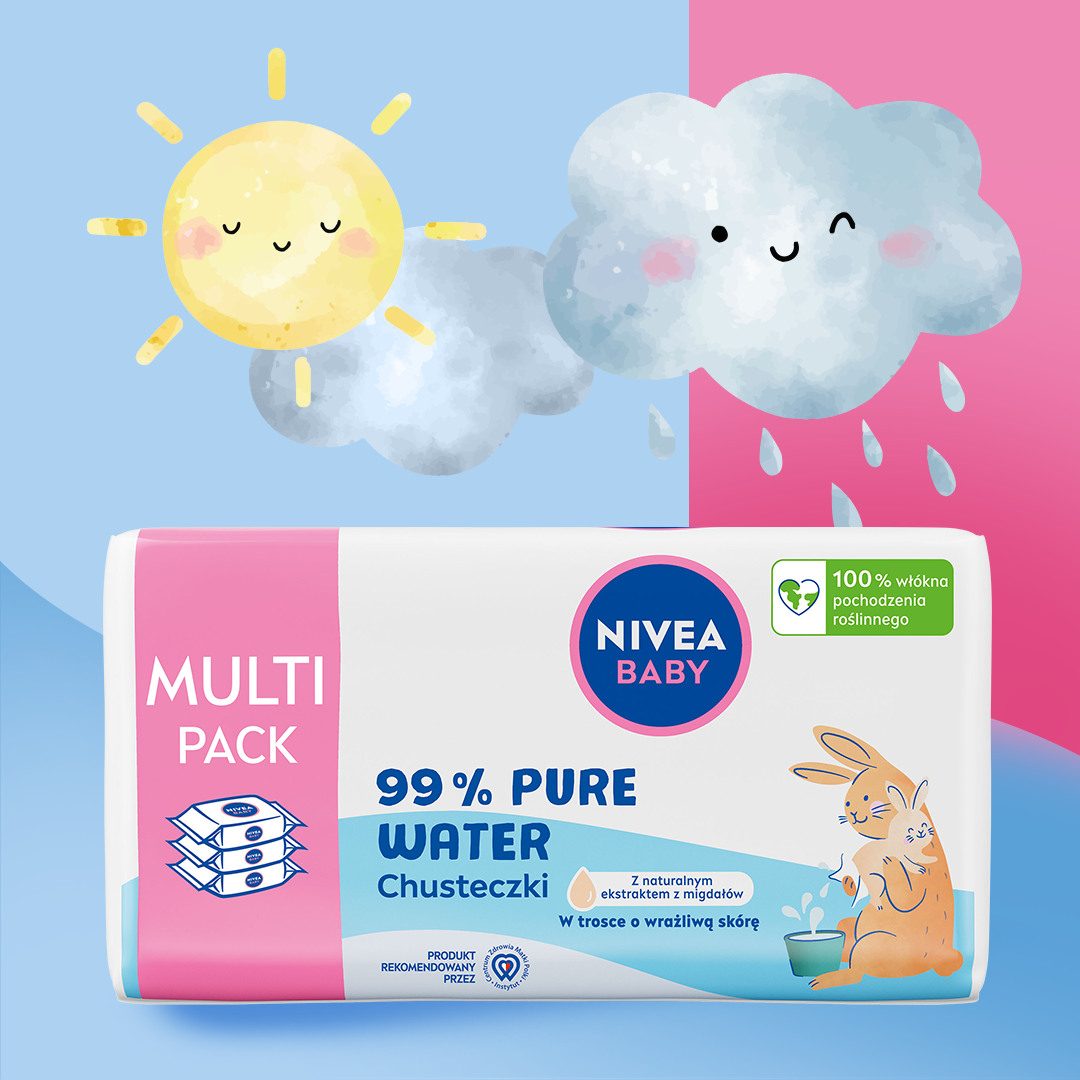 2 x NIVEA BABY Chusteczki Biodegradowalne 99% Pure Water Opakowanie 171 s