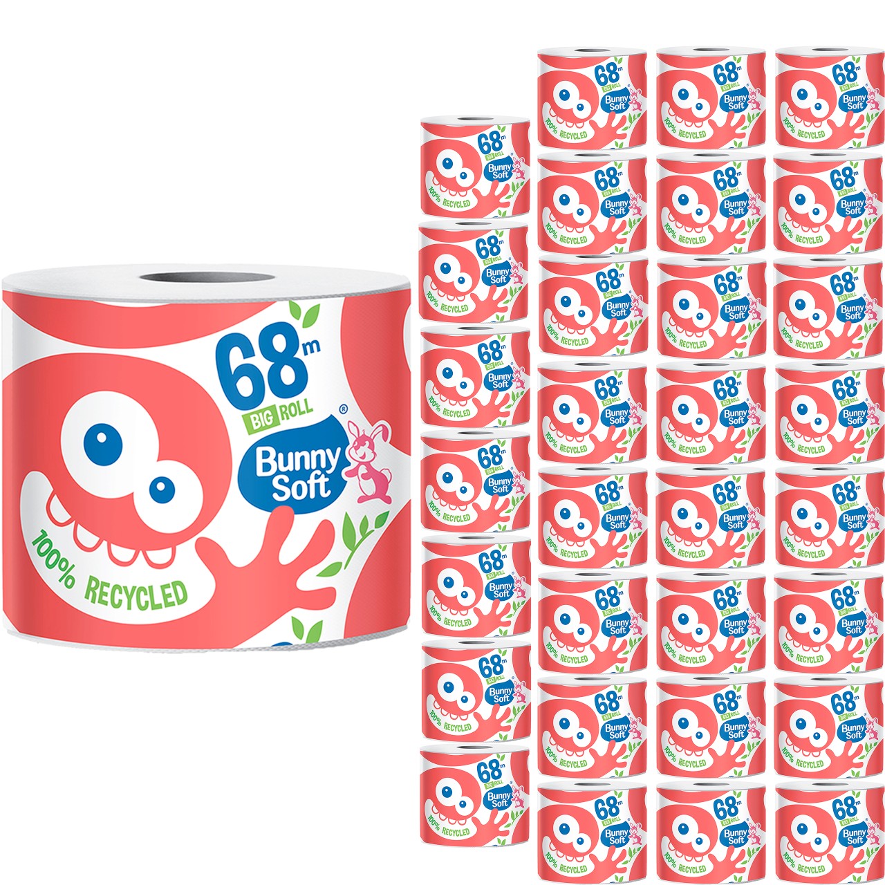 32 x Papier toaletowy Bunny Soft BIG ROLKA 2-warstwowa makulatura, 68mb