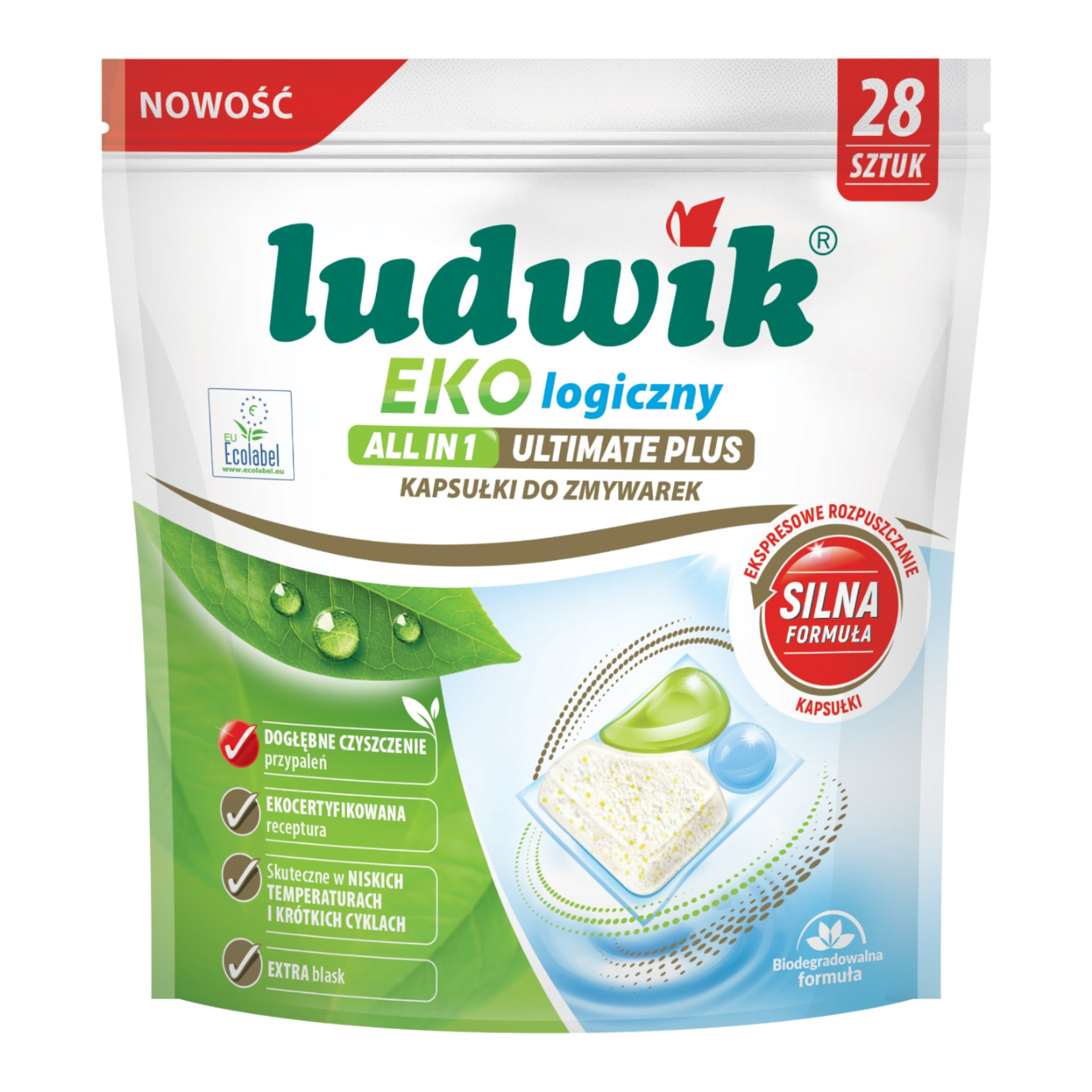 LUDWIK ekologiczny – system do zmywarek kapsułki Ekologiczny ULTIMATE PLUS Ai1 kapsułki do zmywarek 28 szt. 476 g (28x17g)