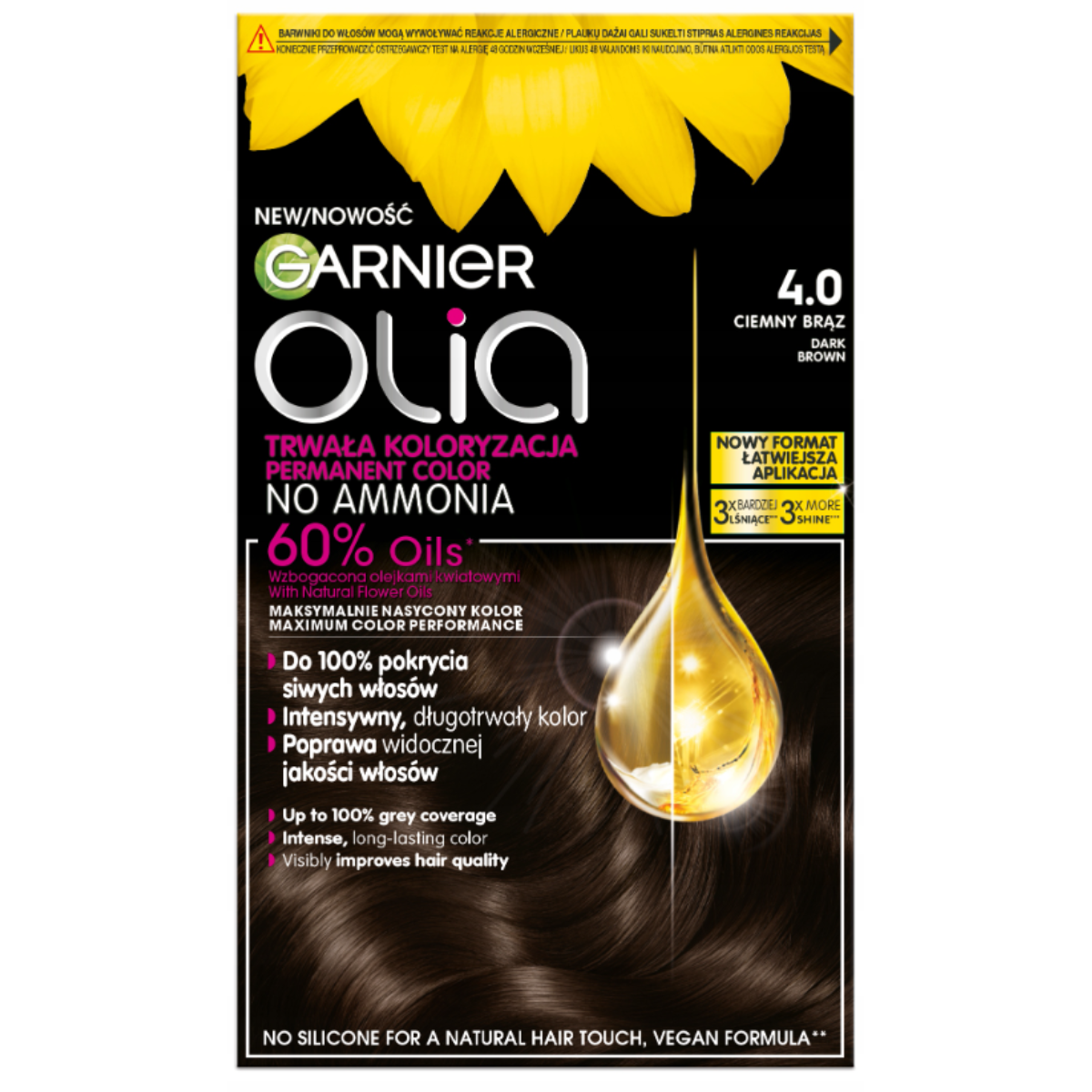 Garnier Olia Farba Do Włosów 4.0 Kolor Ciemny Brąz Permanentna Koloryzacja