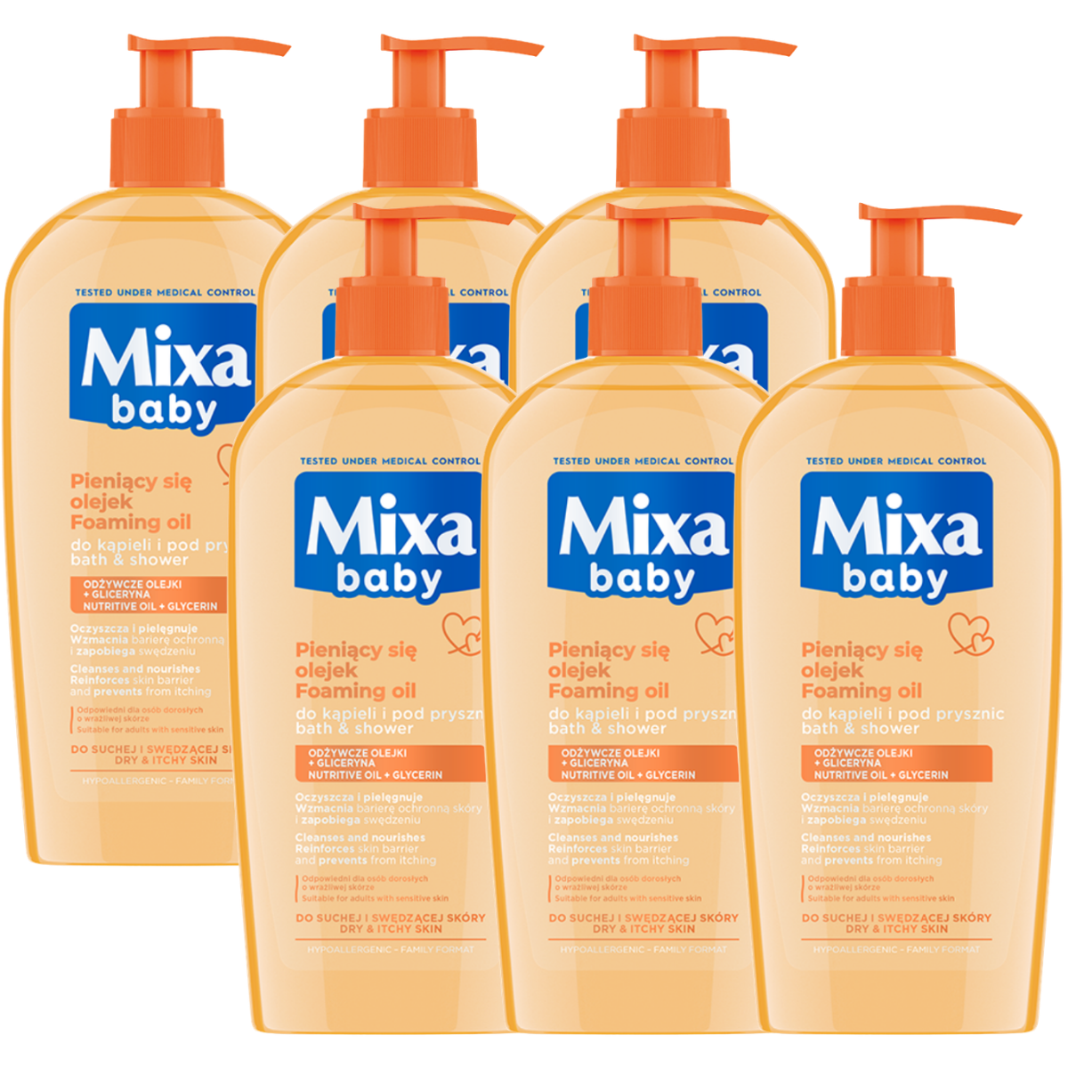 Mixa Baby Delikatny Płyn Do Kąpieli I Mycia Z Pieniącym Olejkiem 6x400ml