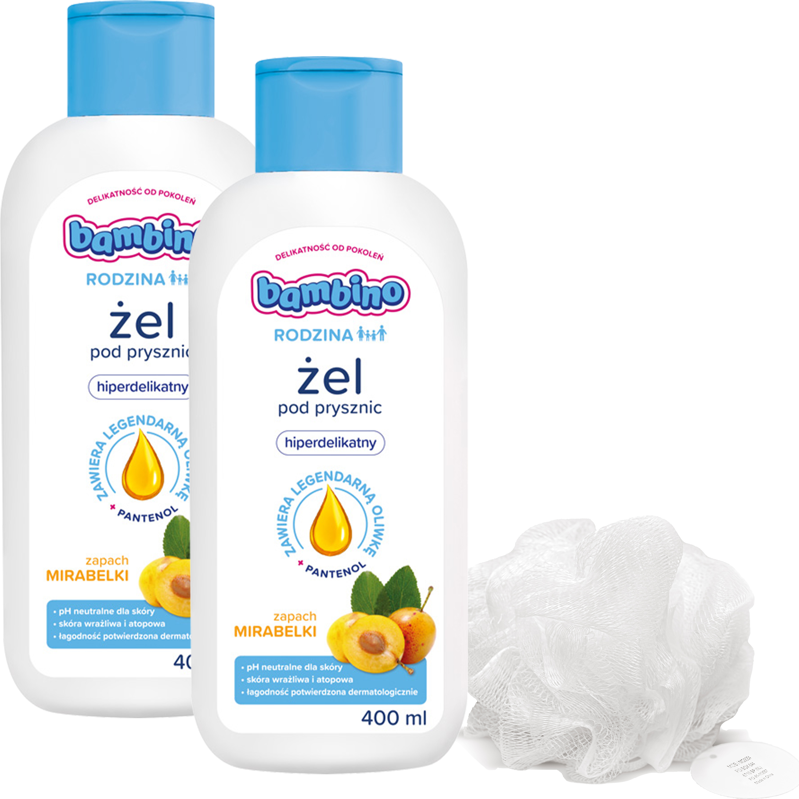 2 x Bambino RODZINA Żel pod prysznic MIRABELKA hiperdelikatny 400 ml