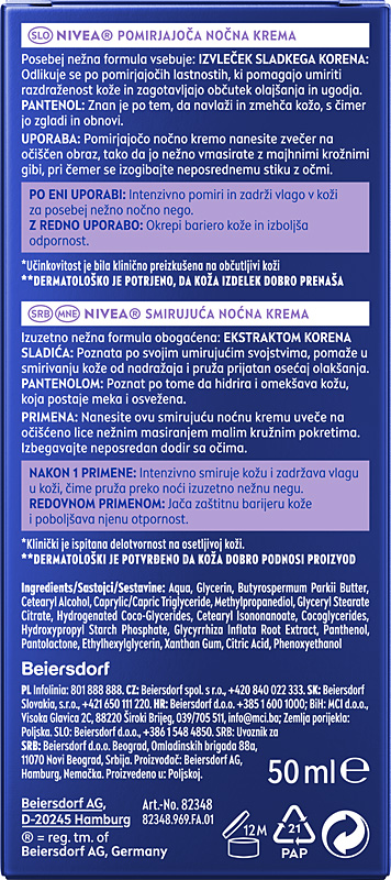 Nivea 24H Nawilżenia zestaw: kojący krem na dzień SPF 15 + na noc 2 × 50 ml