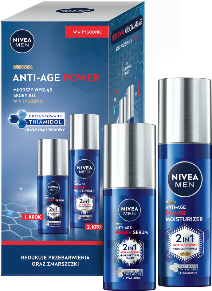 NIVEA MEN Anti-Age Power Krem SPF30 50ml + Serum na przebarwienia 30ml