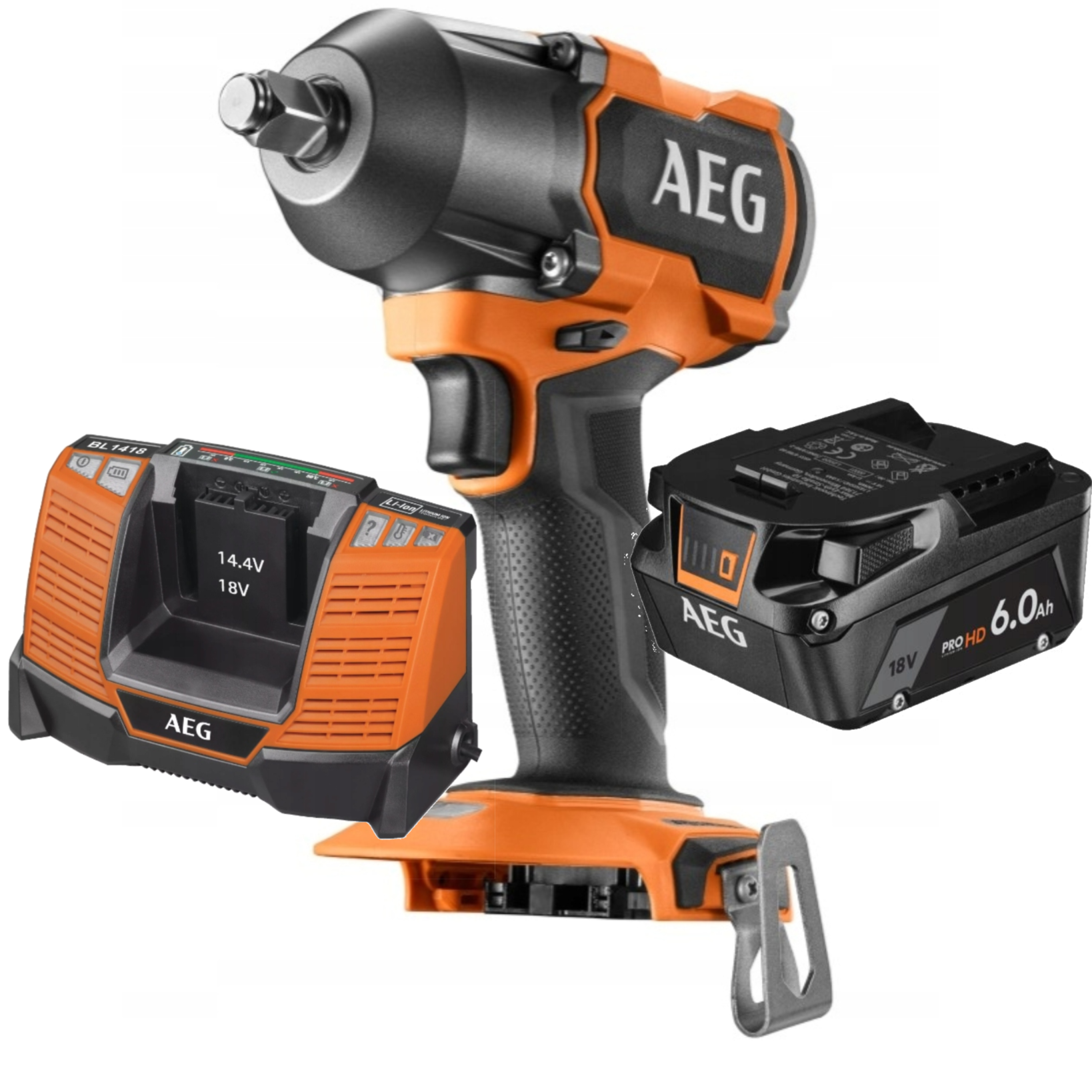 AEG Klucz Udarowy 785Nm + Ładowarka BL1418 + Akumulator 6.0Ah