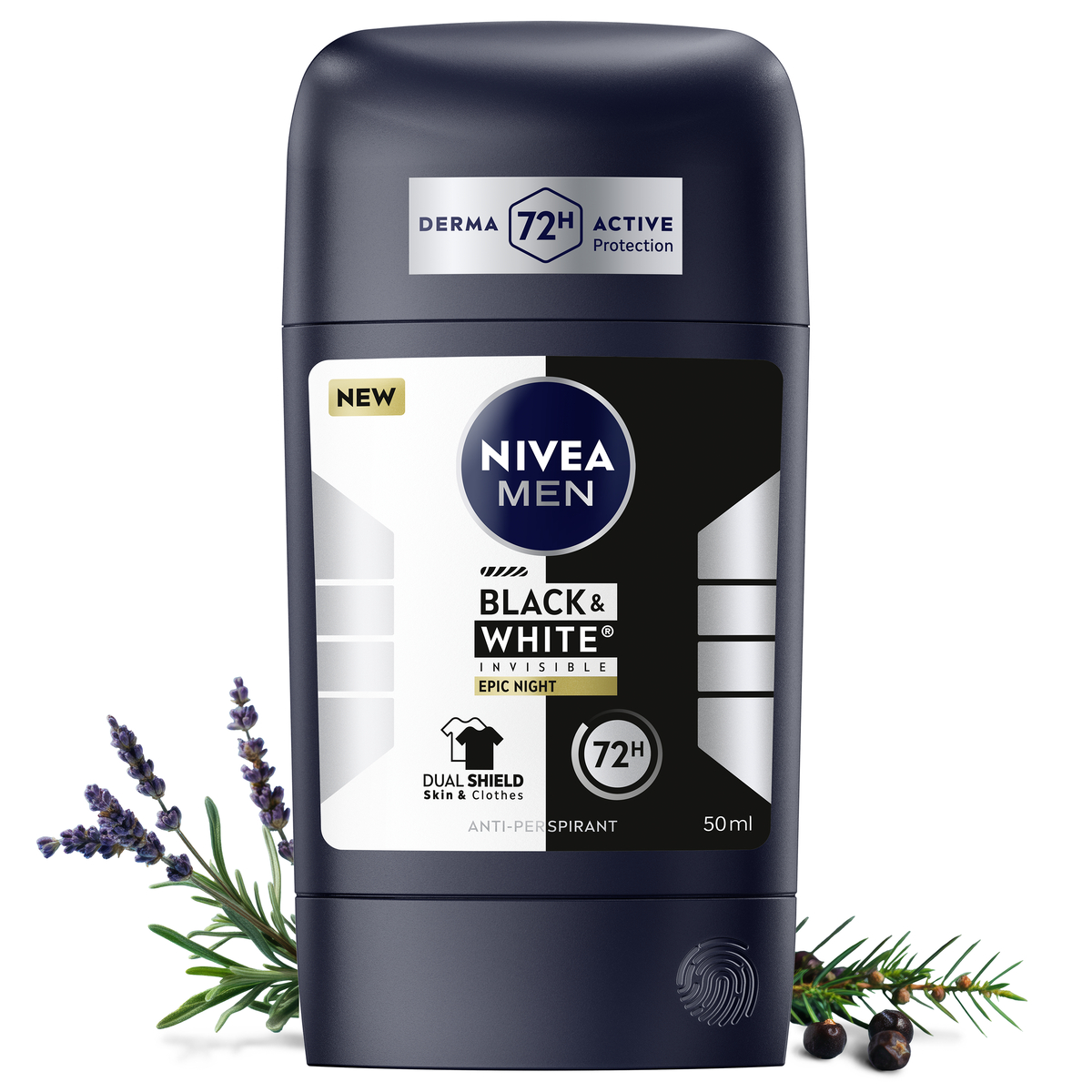 NIVEA Black&White Epic Night Antyperspirant męski w sztyfcie 72h 50 ml